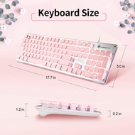 FIREWOLF 104 Keys Mechanical Feeling Keyboard USB Wired Silent RGB Backlit Gaming Keyboard for Home 