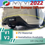 Perodua Myvi 2022 FL rear bumper diffuser V1 V2 Rear skirt Rear Lip bodykit black color