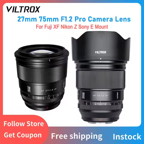 VILTROX 27mm 75mm F1.2 Pro Camera Lens Large Aperture APS-C Auto Focus Prime Lens For Fuji XF X-T30 