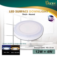 3 Modes LED Downlight 7" 12W+4W 9" 18W+6W LED Surface Downlight Round Square Downlight 2 Tone (White
