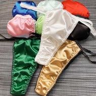 Mens Low Waist Artificial Silk Underpants Briefs Sexy Thong for Comfort