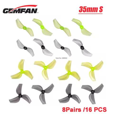 8Pairs(8CW+8CCW) Gemfan 35mmS 35mm 3 Blade/ 2 Blade PC Micro Propeller 1mm for FPV RC indoor Tinywho