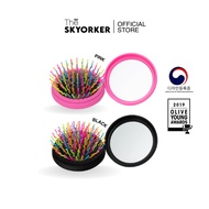 EYECANDY Rainbow Volume S Brush | Compact Eye Candy Comb Round Hair With Built-In Mirror