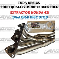 TODA DESIGN HONDA B16A B16 B18C B20B EXTRACTOR 421 STAINLESS STEEL 4X2X1