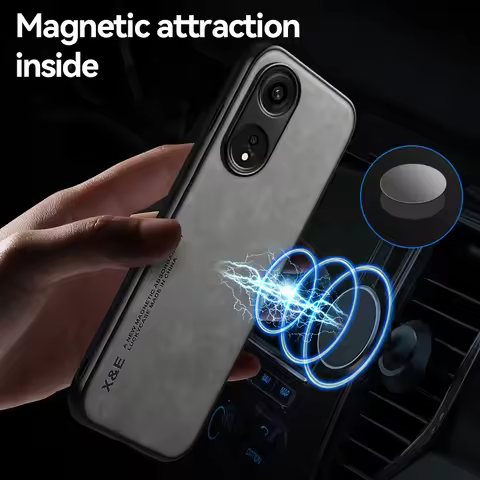 For Reno 8T 5G Case Leather Car Magnetic Holder Shockproof Phone Case On For OPPO Reno 8T Reno8 T Re
