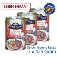 MyHomey Kings Fisher Pack of 3 pcs Fried Sardines, Soy Sauce, Canned Food 425g kings fisher