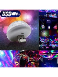 1 pieza luz de disco USB Mini, bola de luz para fiestas con activación de sonido, luz de bola de discoteca DJ para escenario - Luz de ambiente LED para automóvil, iluminación LED de efecto de escenario USB Mini, accesorios de DJ de discoteca RGB