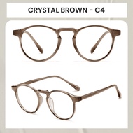 Berrybarton - Kacamata Minus Bulat Anti Radiasi Blueray Photocromic Bluecromic TR90 8023