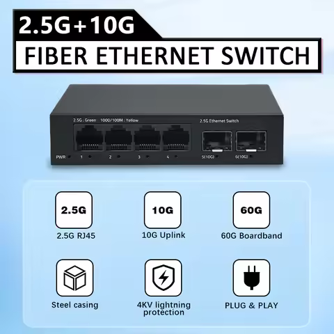 OPTFOCUS Ethernet Switch 10G SFP 2.5G RJ45 Gigabit Switch 2 5 gb Ethernet Switches 4 5 6 ports Lan E