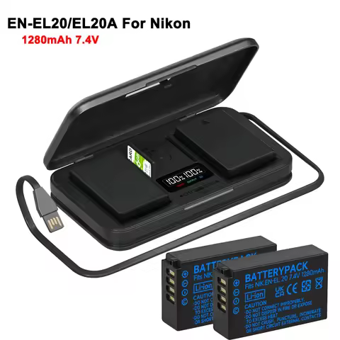 EN EL20 EL20A Battery EN-EL20 EN-EL20A+LCD Charger Case for Nikon Coolpix P1000 P950 Nikon 1 J1, 1 J