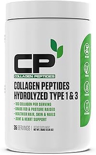 Collagen Peptides Powder - Hydrolyzed Type 1 &amp; 3 Anti-Aging Collagen Supplement, Grass Fed &amp; Pasture Raised | Supports Heart &amp; Joint Health, Healthier Skin, Hair &amp; Nails for Men &amp; Women (35 Servings)