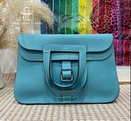 🌈Hermes🩵Halzan 31🩵馬卡龍藍色銀扣🌟99新🌈halzan31🌟halzan🌟愛馬仕🌟