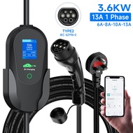 AFYEEV EV Charger Cable Type2 IEC62196-2 to 3 Pin Plug 10M 13A 3.6kW Portable Electric Car Charger, 