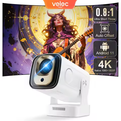 Velec Projector 330 ANSI Android 11 BT5.4 4K 1080P with Storage bag Auto Focus Voice Remote Protable