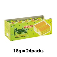 Apollo Layer Cake Assorted Flavor 18g x 24pcs / pandan / chocolate