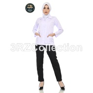 Set Seragam Dinas Wanita Putih Hitam - Kemeja Putih & Rok/Celana Hitam dengan Saku Bawah