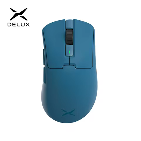Delux M900Pro Navy Blue Ergonomic Wireless Gaming Mouse 8K PAW3395 Magnetic RGB Charging Dock Rechar