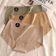 7A Mulberry Silk Antibacterial Panties Ice Silk Mid Waist Breathable Panty Solid Color Briefs