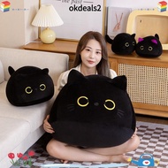 DEALSHOP Cuddly Pillow Cushion, Cuddly Round Ball Black Cat Plush Doll, Ins 4 Size Plushie Stuffed T