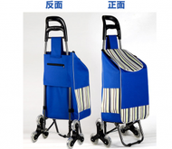 日本暢銷 - 【**藏青條紋**】摺疊兩輪便攜式購物車 手拉車 買餸車 手推車 袋子可拆卸 環保手拉購物車