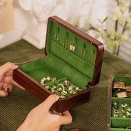 復古首飾盒 綠色絨布耳環戒指手鏈收納盒 禮物 日常收納 免費刻字