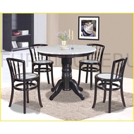 MidYear Sale🎉Oldtown Kopitiam 30" Round Genuine Limestone Marble Top Table 1+4. Free installation in