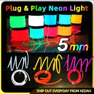 5mm EL WIre Neon Light Strip Plug And Play EL Light Neon Wire Rope Light Custom Neon Sign 3M/5M