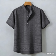 Men's Braong Polo Shirt for Men Enthic Clothing Barong Style Tops Casual Short-sleeve Polo Shirt Pat