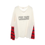 【二手】Celine CELINE長袖T卹，仿層疊Logo，條紋，RX077671Q，純棉T卹，男士，二手