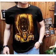 JUYAN adult men's T-shirt / T-shirt premium spandex rayon shirt with cool firewolf motif