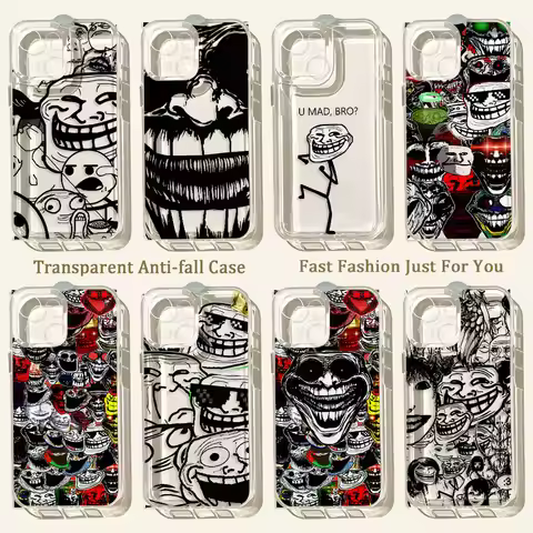 Funny meme TrollfaceS Phone Case For Xiaomi Redmi Note K60 15C 15 14 13 12 12C 11 10 13C 10X A7 A5 K