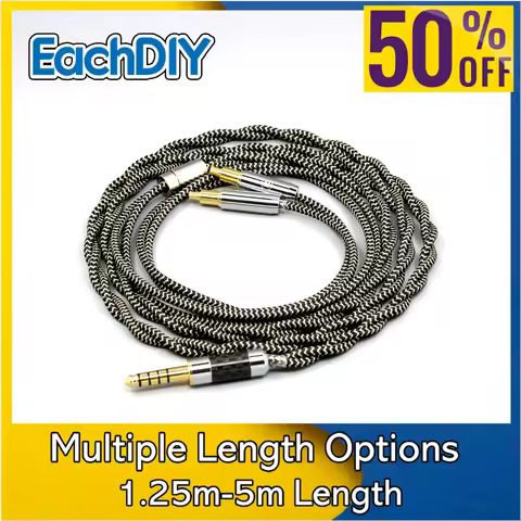 2 Core 2.8mm Litz OFC Earphone Shield Braided Sleeve Cable For Audio Technica ATH-ADX5000 ATH-MSR7b 