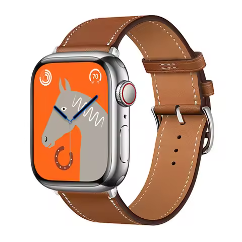Leather Band For Apple Watch Strap 44mm 45mm 40mm 41mm 38mm 42mm Hermes Single Tour Bracelet iWatch 