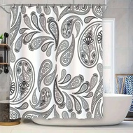 Luxury Black White Paisley Shower Curtain for Bathroom Decor 72 x 84 Inches Heavyweight Fabric Water