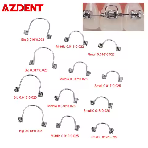 10Pcs/Pack AZDENT Dental Orthodontic Anterior Teeth Torque Rectangular Springs Stainless Steel