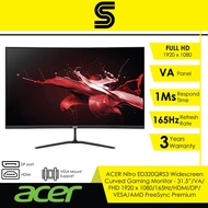 ACER Nitro ED320QRS3 Widescreen Curved Gaming Monitor - 31.5”/VA/FHD 1920 x 1080/165Hz/HDMI/DP/VESA/