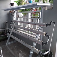 INSTALASI PIPA HIDROPONIK 2 METER FULL SET RANGKA BAJA RINGAN + ATAP
