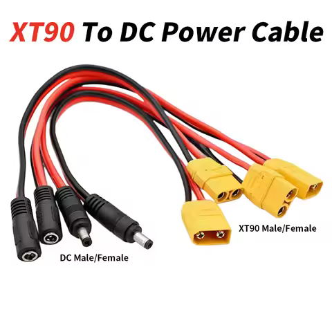 XT90 Male/Female to DC Power Cord 2 Square DC 5521/5525 Charging Port Conversion Cable DC Plug High-