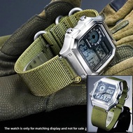 24-18 Convex AE1200 nylon Watchband For Casio small square A158 A168 AE-1200 A159 SGW400 300 Canvas 