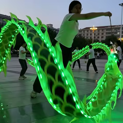 5/6/8/10meters LED Dragon Dance Poi 3D Dragon Ribbon Streamer Outdoor Fitness Stage Performance Prop