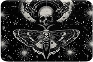 Erosebridal Black and White Gothic Skull Bathroom Rug Set,Death Moth Bath Mat Moon and Stars Room De