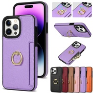 For iPhone 7 8 Plus SE 2020 X XR Wallet Leather Case Ring Holder Cover