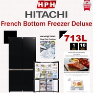 Hitachi 4 Door Black Glass Fridge Refrigerator (645L) R-WB700VM2 Peti Sejuk 电冰箱 (Replace R-WB850P5M)