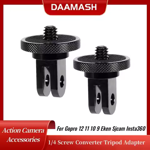1/4 Screw Converter Tripod Adapter Mount Holder for Gopro 12 11 10 9 Eken Sjcam Insta360 X2 X3 X4 R 