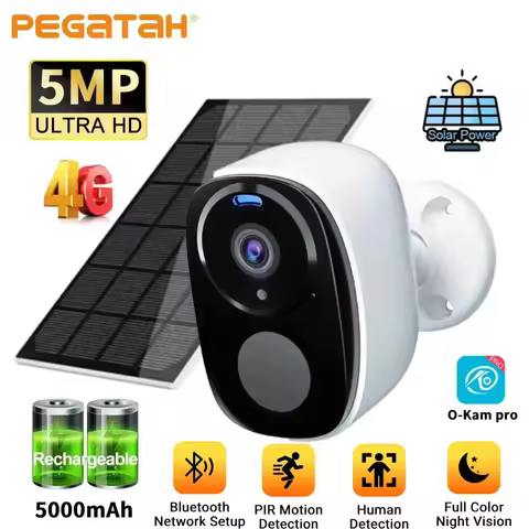 5MP 2K HD Wireless 4G Solar Camera Outdoor 5000mAh Battery Security Camera IP66 Waterproof AI Human 
