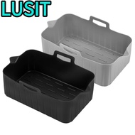 LUSIT Air Fryer Basket, Silicone Reusable Air Fryer Baking Tray, Cooking Accessories Rectangle Air F
