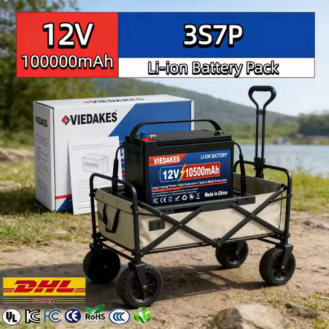 VIEDAKES Brand New 3S7P 12V 100Ah LiFePO4 18650 Battery Pack Power Bank Weatherproof for Year-Round 