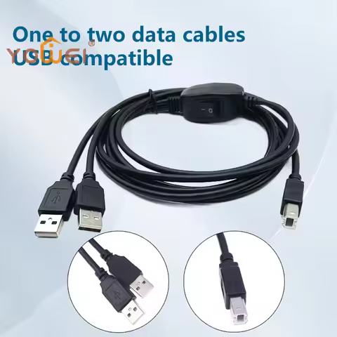 Latest 2 In 1 USB A To B Male To Male Printer Cable For Hp Canon Samsung Printer Splitter For Two Co
