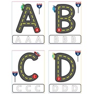 Letter Roads A4 Alphabet Poster Alphabet Tracing handwriting practice Abjad menulis Abjad poster Edu