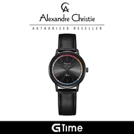 [Official Warranty] Alexandre Christie 2A06LHLEPBA Women's Black Dial Leather Strap Watch